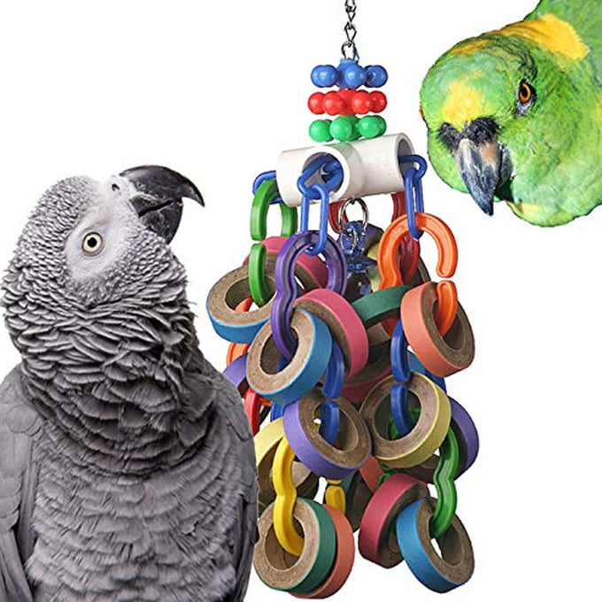 Super Bird Creations SB1107 Bagel Cascade Bird Toy, Large, Refillable Bagels for Amazon, African Grey, and Other Parrots