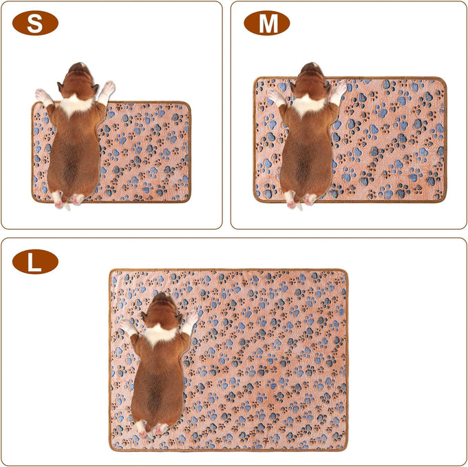 Premium Flannel Paw Printed Pet Blanket for Dog Puppy Cat - Small, Brown, Pink, White