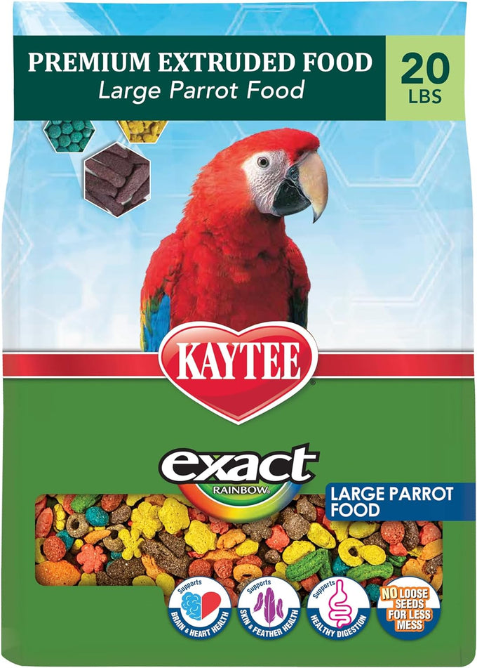 kaytee exact rainbow food for large parrots, 4 lb, premium extruded nutrition
