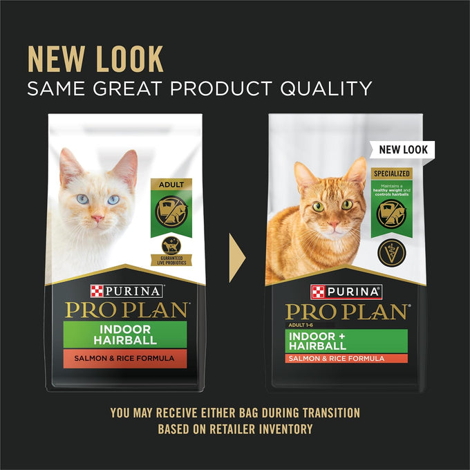 Purina Pro Plan Hairball Management, Indoor Cat Food, Salmon and Rice Formula - 7 lb. Bag