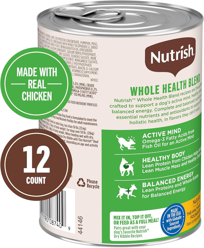 Nutrish Real Chicken & Veggies Wet Dog Food, 13oz, 12 Pack