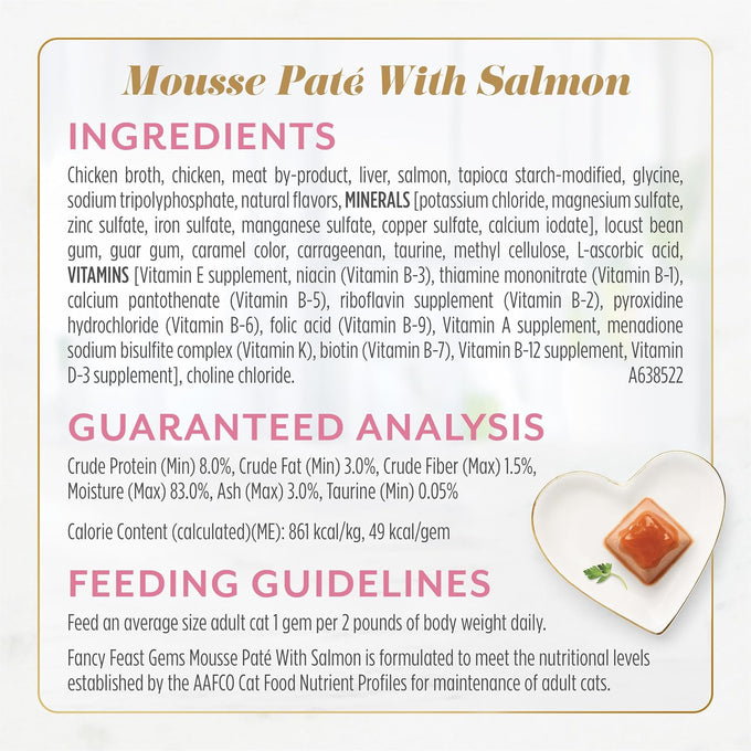 Fancy Feast Gems Pate Cat Food Mousse Salmon or Tuna and a Halo of Savory Gravy Wet Cat Food Variety Pack - (1) 8 ct. Boxes - 8 ct. Box