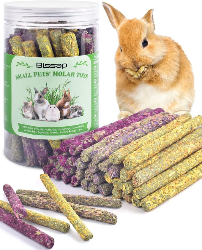 Bissap 36PCS rabbit chew sticks, mixed natural flower rose chrysanthemum and forget-me-not treats for small animals molar snacks