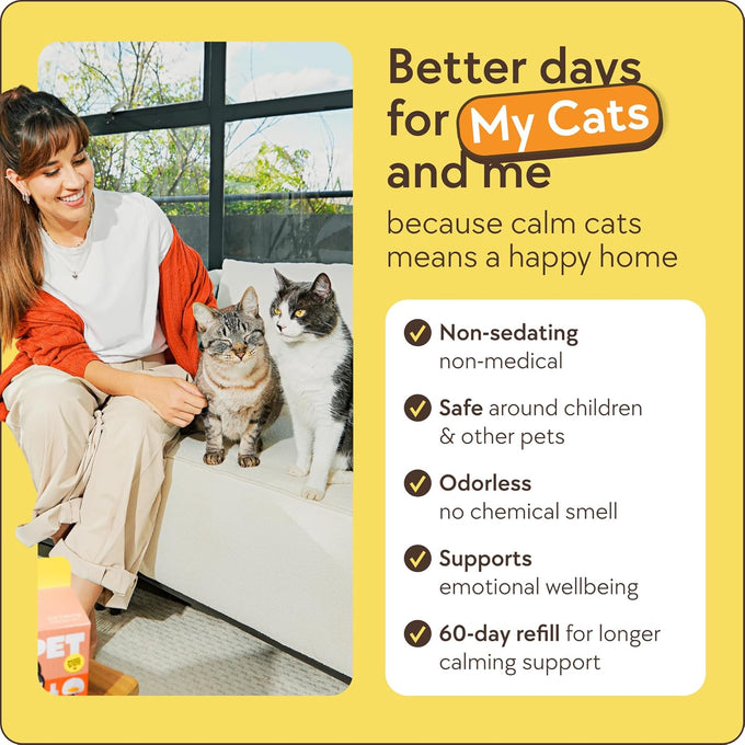 TherapetMD 60-Day Cat Calming Diffuser for Stress and Aggression - Dual-Pheromone Technology - 60-Day Refill Included - 700 sq ft Coverage