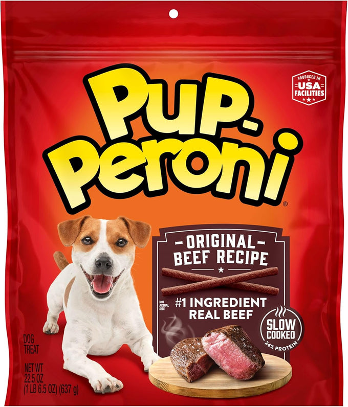 Pup-Peroni original beef recipe dog treats, tender texture, rich meaty taste, 22.5 oz bag