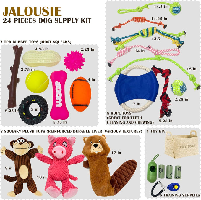 jalousie small medium breed puppy squeaky plush toys multipack 24 pieces gift
