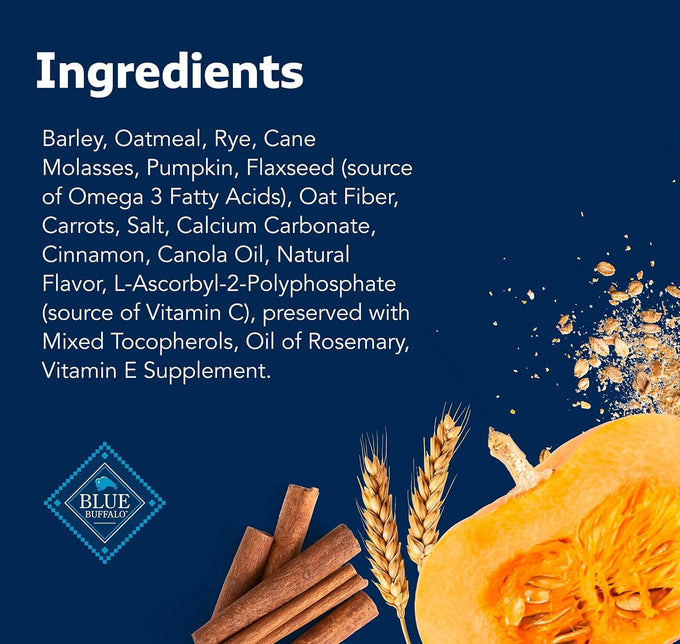 blue buffalo health bars crunchy dog biscuits, oven-baked, pumpkin, cinnamon, 16-oz bag