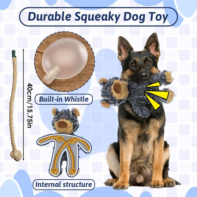 maxbeck indestructible robust bear dog toy a-navy size large