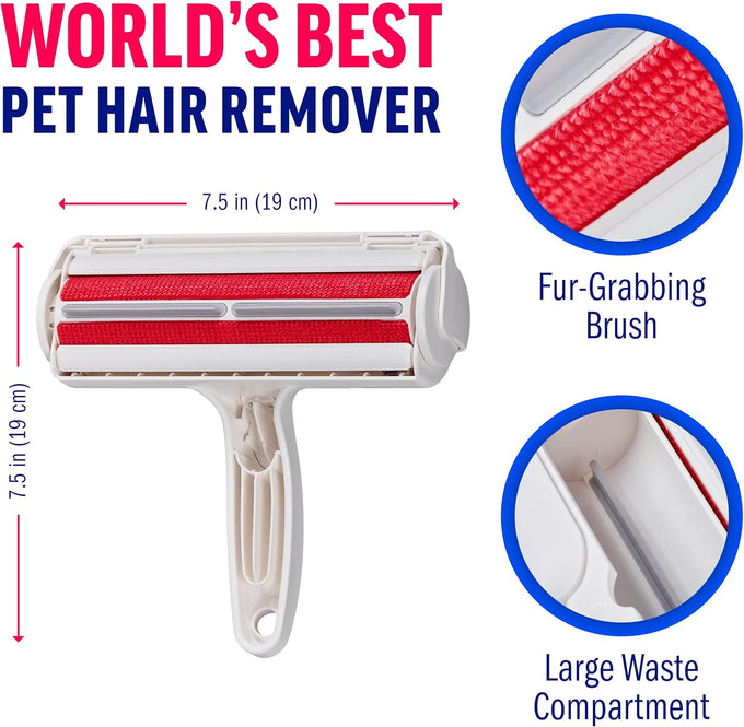 ChomChom Original Size Reusable Pet Hair Remover for Cats and Dogs on Furniture, Carpets, and More - White