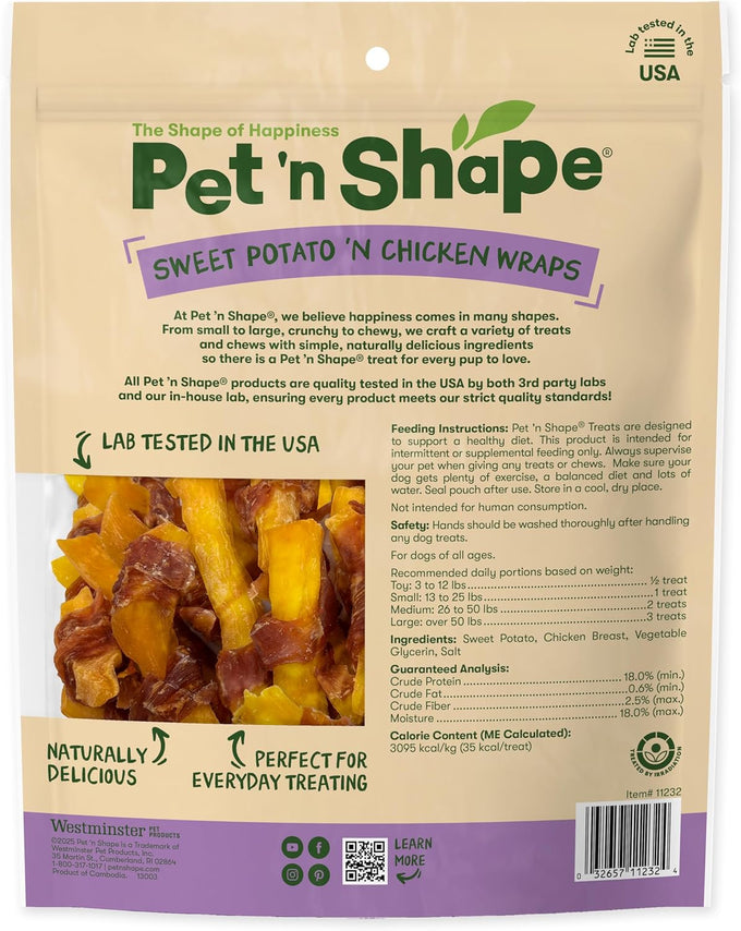 Pet'n Shape natural chicken wrapped sweet potato dog treats, 42 ounce, grain free and no artificial ingredients