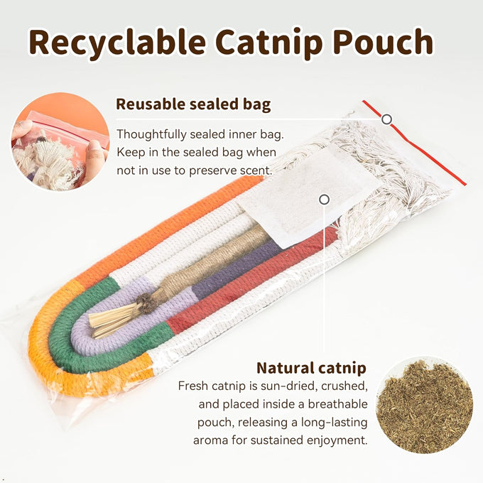 Silvervine Stick & Catnip Toy for Kittens & Adult Cats - 3Pcs Chew Rope Set with Refillable Catnip