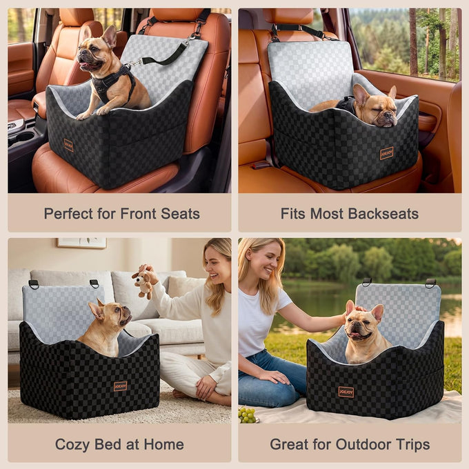 joejoy elevated dog car seat for small medium dogs up to 35 lbs with memory foam booster seat grey