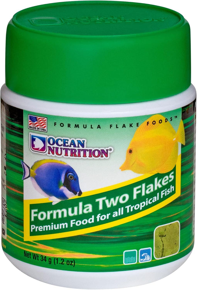 Ocean Nutrition Formula Two Flake Fish Food - Natural Ingredient Fish Food Flakes for Tropical Fish Made in USA 1.2 oz 34 g