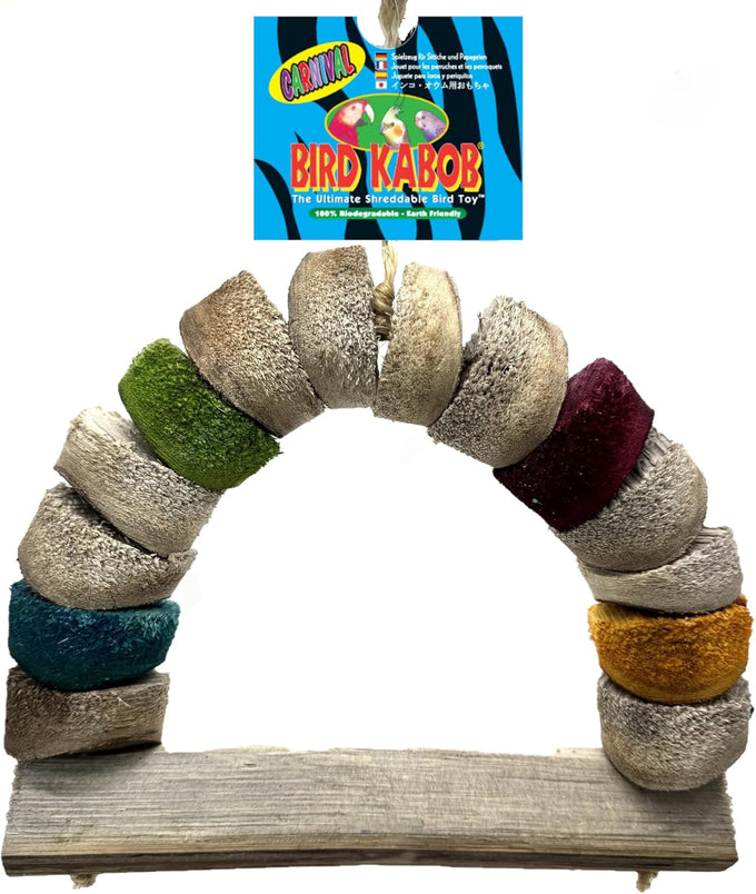 Bird kabob 8-1/2-inch carnival biodegradable chewable perch for parrots and other birds