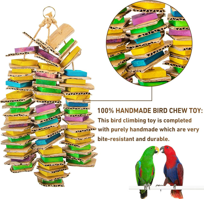 Myfamirea parrot toys for medium birds, natural wooden chew toys for African Greys, cockatoos, and macaws