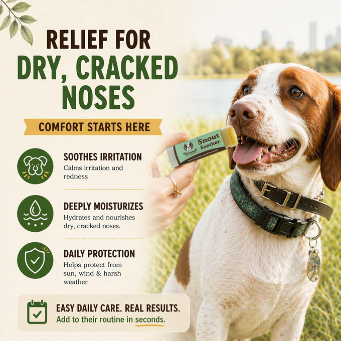 Natural Dog Company Snout Soother Dog Nose Balm for dry, crusty noses with coconut oil & shea butter, lick safe for all breeds - 1 oz tin