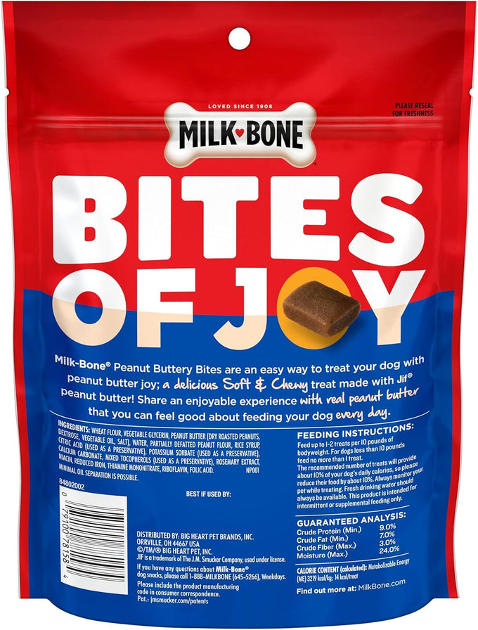 Milk-Bone Peanut Buttery Bites Soft Dog Treats with Real Peanut Butter & Bacon, 32-oz Bag, No Artificial Flavors