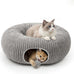 Cat tunnel bed with 40 interactive toys, collapsible play tunnel for indoor kittens, white