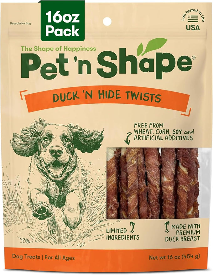 Pet 'n Shape duck wrapped rawhide dog treats - naturally delicious, healthy snack, no artificial additives, 1 pound small size