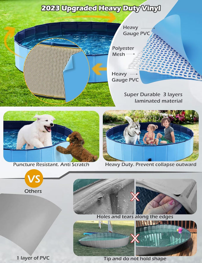 jasonwell 32 inch collapsible dog pet pool blue