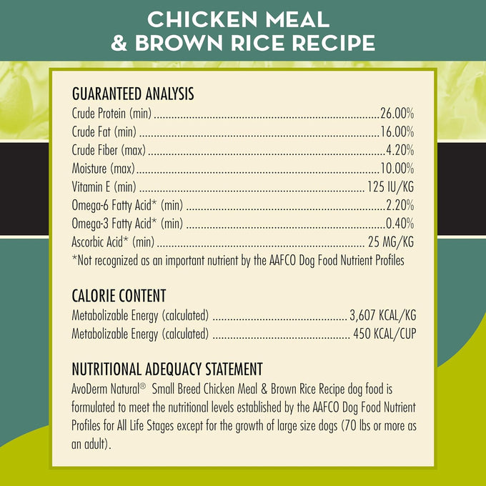 AvoDerm Natural Chicken Meal & Brown Rice Small Breed Dry Dog Food 7lb