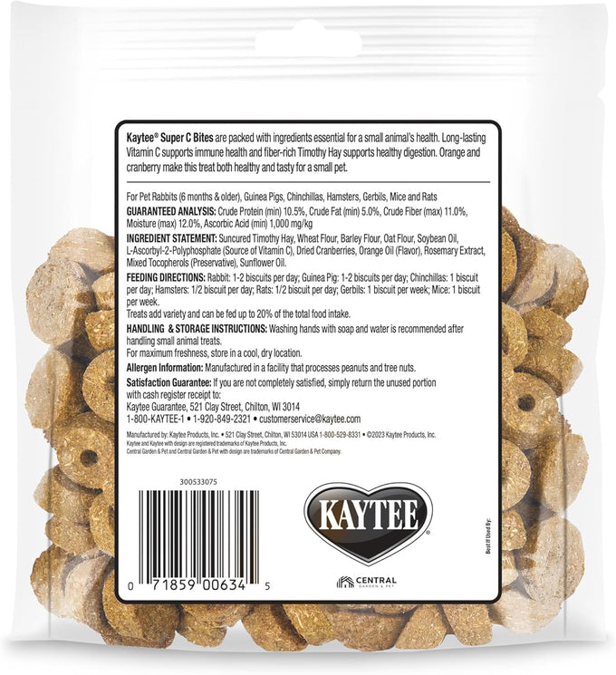 Kaytee super c bites treats for guinea pigs adult rabbits chinchillas cranberry orange 4oz
