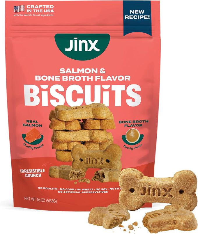 Jinx Oven-Baked Salmon Bone Broth Biscuit Dog Treats, 16oz Crunchy