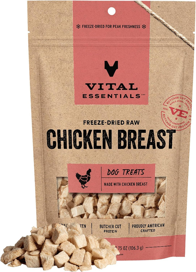 vital essentials freeze dried beef liver dog treats, single ingredient, grain free, 2.1 oz bag