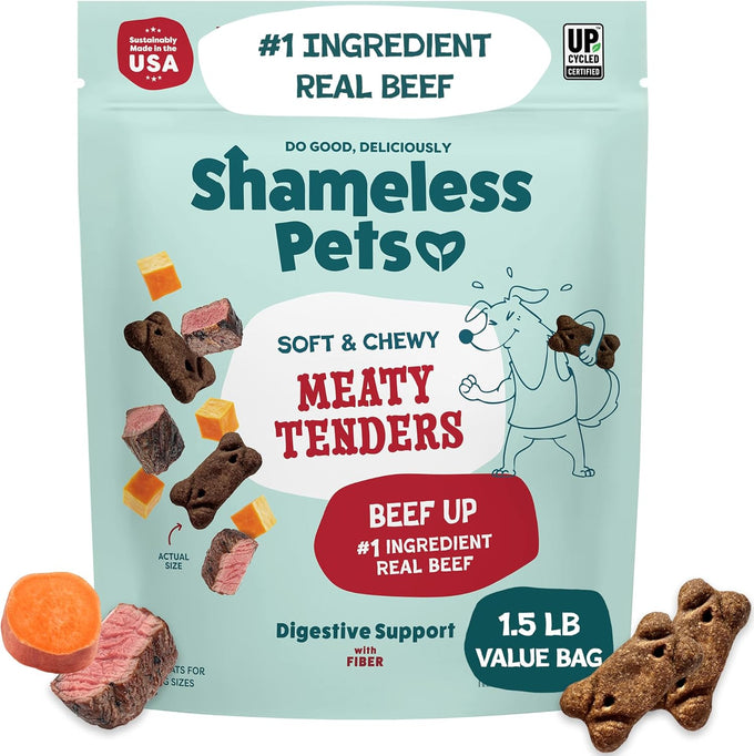 Shameless Pets Soft & Chewy Beef Tenders - Grain-Free Dog Treats for Small, Medium, & Large Dogs, 8oz