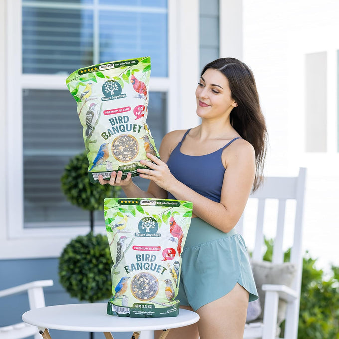 Nature Anywhere Bird Banquet Wild Bird Seed for Outside Feeders, Made in USA, No Fillers