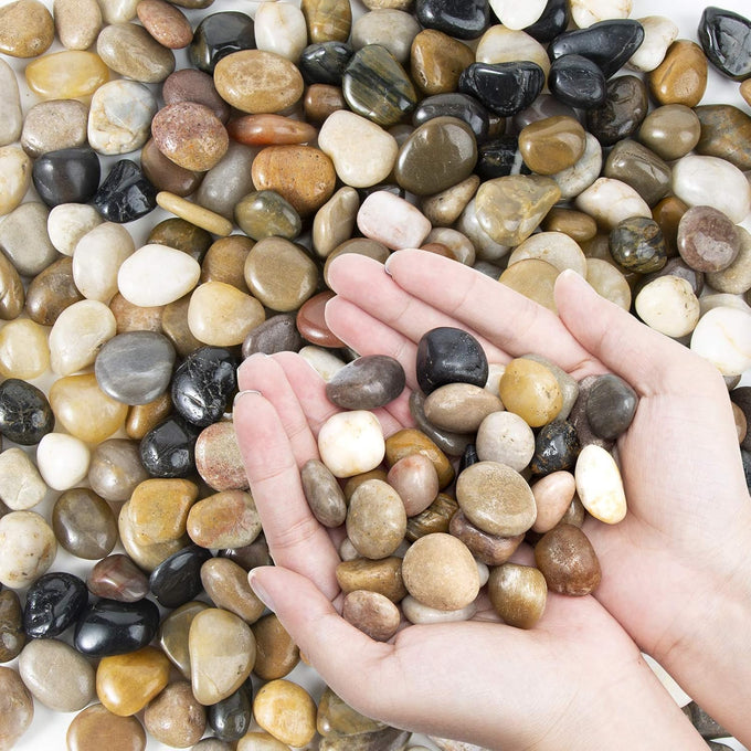 pebbles polished gravel natural mixed color stones small decorative river rock stones 2 pounds