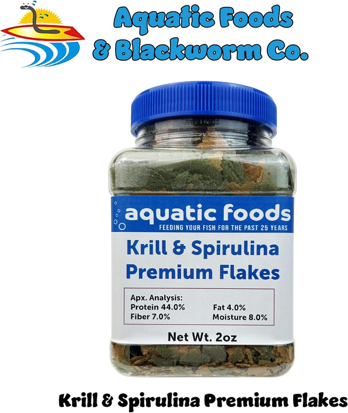 Aquatic Foods Premium Krill & Spirulina Flakes with Multi-Type Pellet & Wafer Mix for Cichlids, Discus, and All Tropical Fish – 2oz