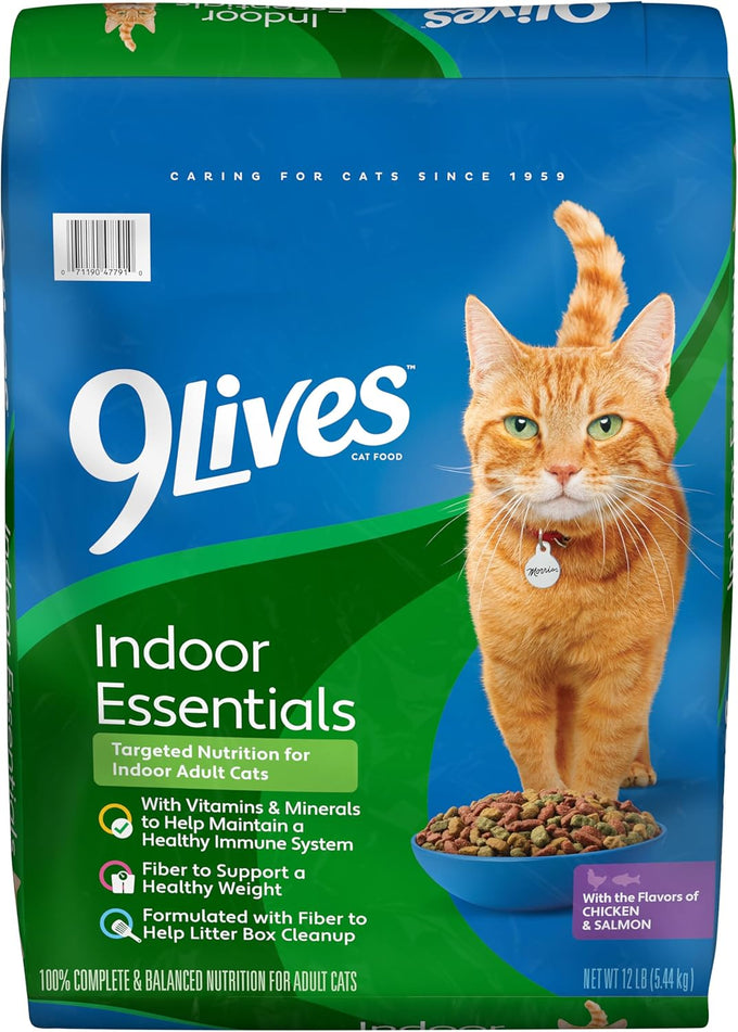 9Lives Indoor 20 lb Complete Dry Chicken & Salmon Cat Food - Lean Protein, Fiber, Vitamins, Minerals