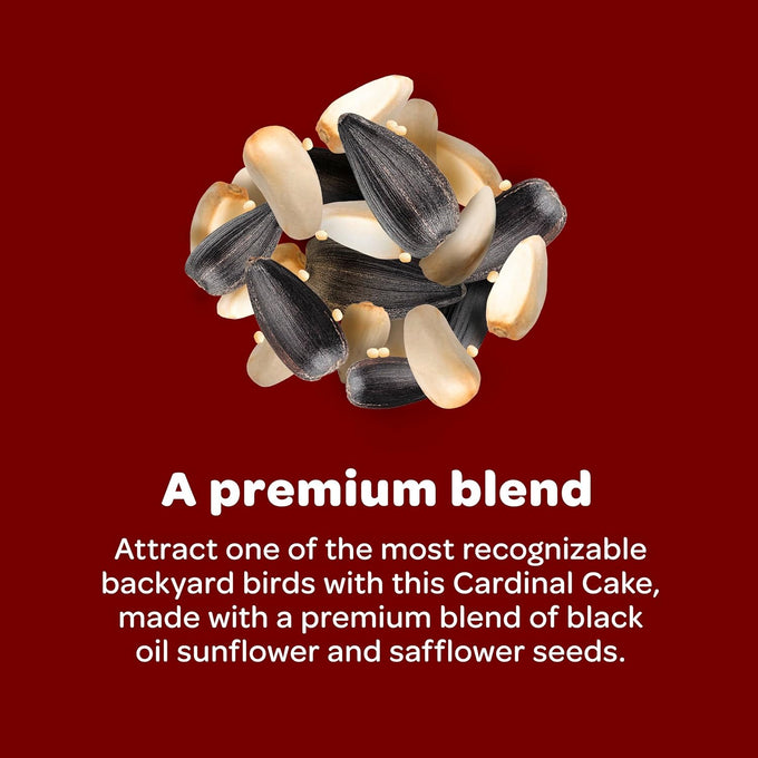 kaytee cardinal seed cake, wild bird food, 1.85 pounds, 4 count, black oil sunflower and safflower seeds