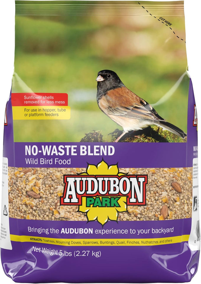 Audubon Park 12228 No-Waste Wild Bird Food Blend, 5-Pound, Gourmet Mix, Hull-Free, American Made
