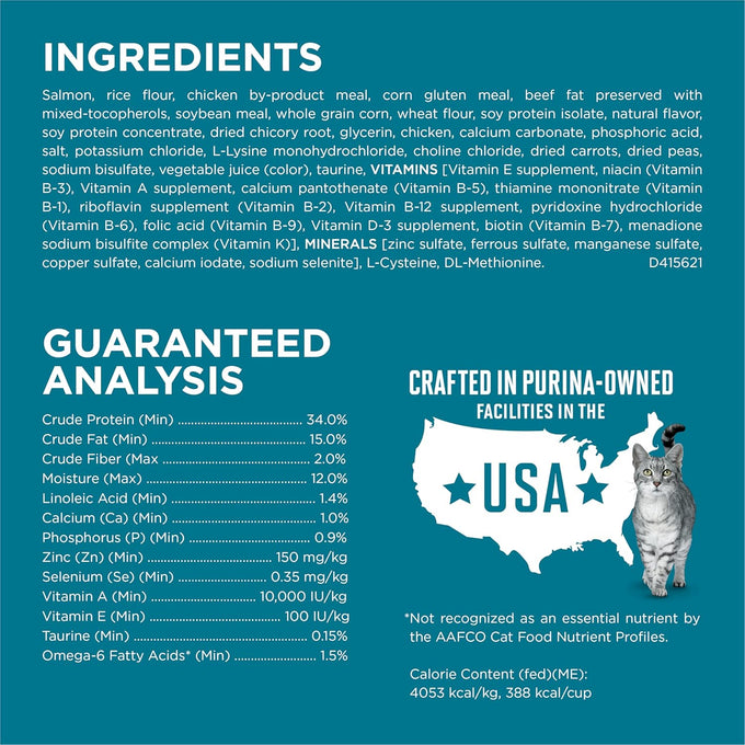 Purina ONE Natural Dry Cat Food Tender Selects Blend with Real Salmon, 7 lb Bag, Adult Cat Nutrition
