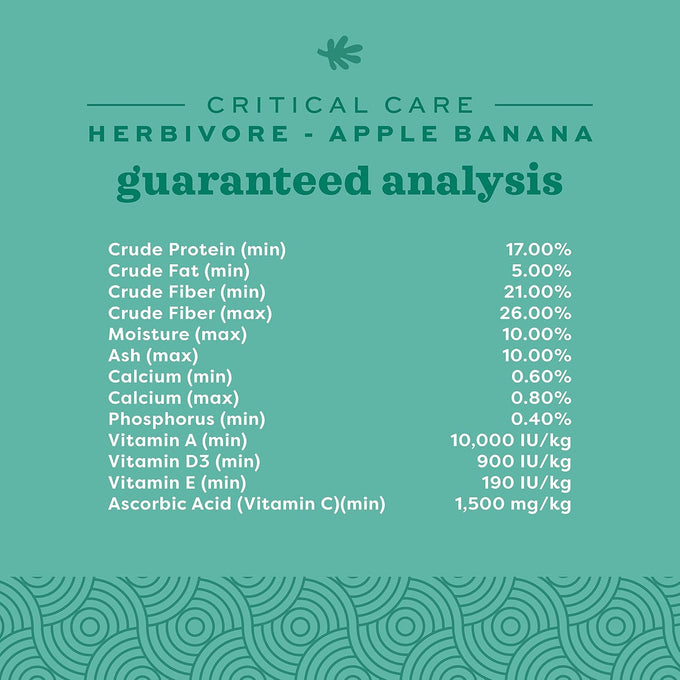 oxbow critical care herbivore emergency guinea pig food and rabbit food for recovery natural apple banana flavor 141 grams made in usa