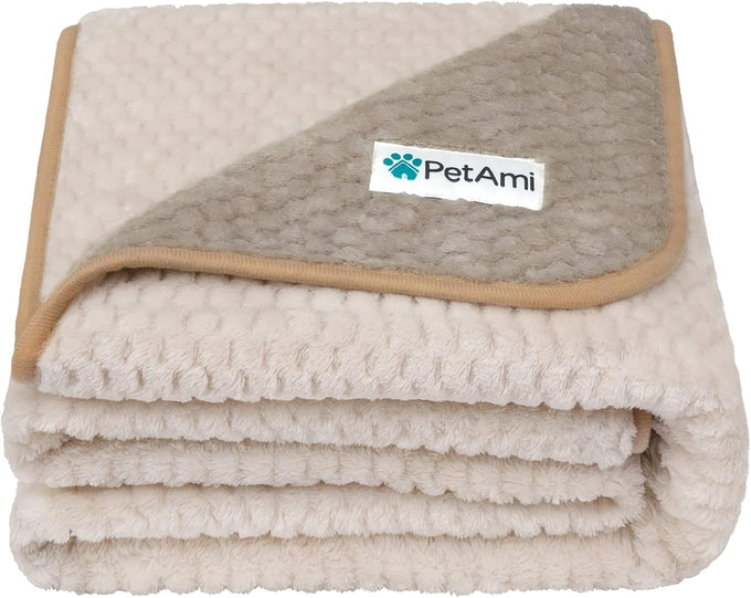 PetAmi waterproof gray dog blanket for medium large dogs, leakproof fleece throw for cats, 40x60 inches sofa couch cover protector