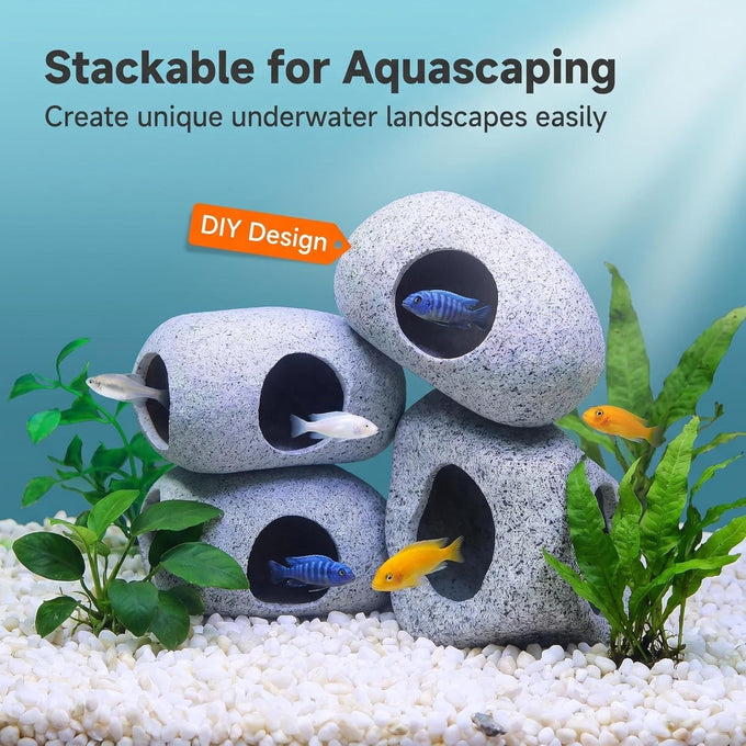 springsmart aquarium hideaway rock cave for small aquatic pets ceramic fish tank ornaments