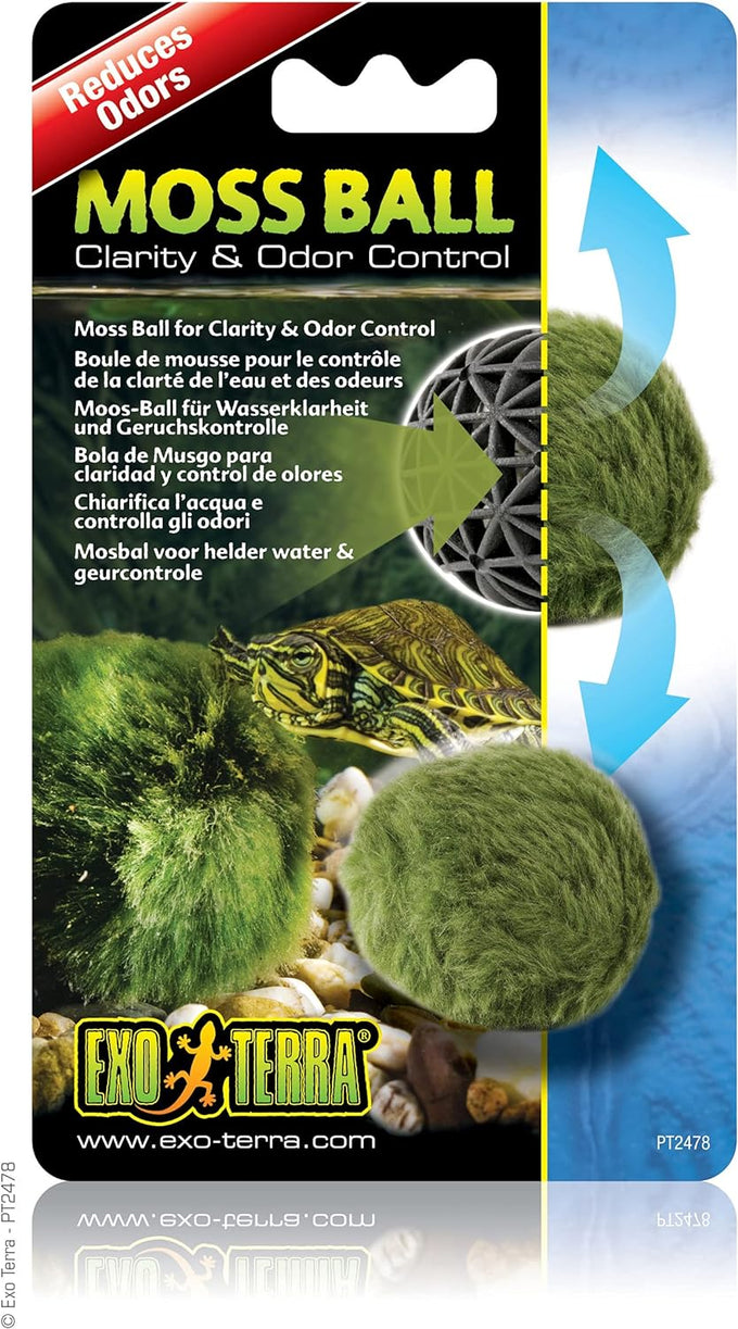 Exo Terra PT2478 Green Moss Ball for Water Clarity and Odor Control in 10-20 Gallon Terrariums