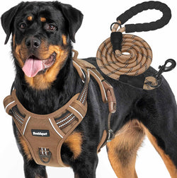 Beebiepet heavy duty tactical dog harness for small dogs, large, brown, no pull, adjustable, reflective