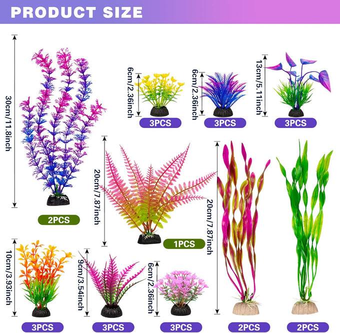 Ameliade Large Artificial Plastic Aquarium Plants Decorations for Goldfish Betta Tank Accessories