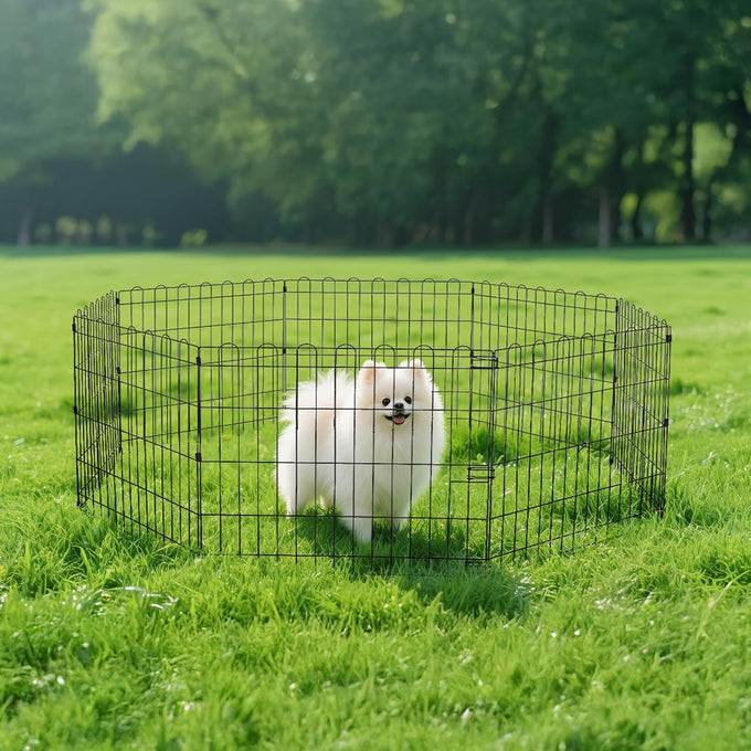Amazon Basics Foldable Octagonal Metal Exercise Dog Playpen, 8 Panels, Extra Small, 24x24 Inches, Black