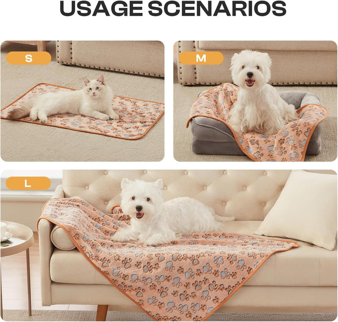 luciphia 1 pack 3 small 23x16 inch super soft fluffy premium fleece pet blank blanket flannel throw brown/pink/white