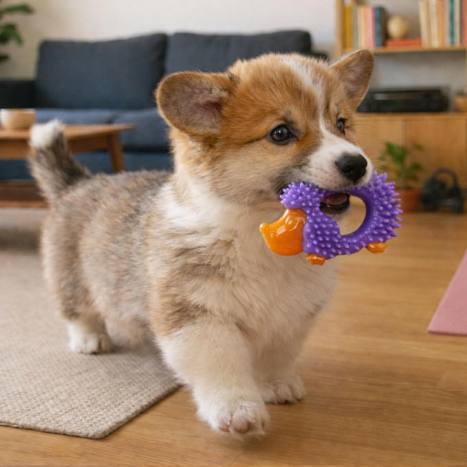 Cutie Chewies Hedgehog Dental Dog Chew Toy for Teething Puppies & Small Dogs Multi-Textured & Durable