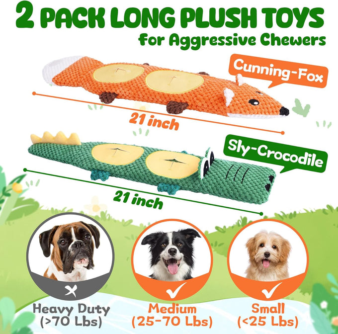 xiugoal 2-pack dog toys for aggressive chewers, small to medium breed, no stuffing, squeaky chew toy
