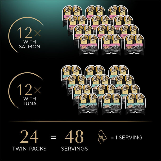 sheba perfect portions wet cat food cuts in gravy gourmet salmon tuna entree 12 count twin-pack trays