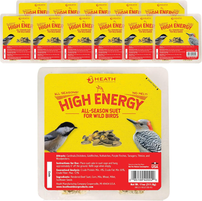 Heath Outdoor Products DD4SS high energy suet cakes, 12-pack case, no melt, easy-open packaging