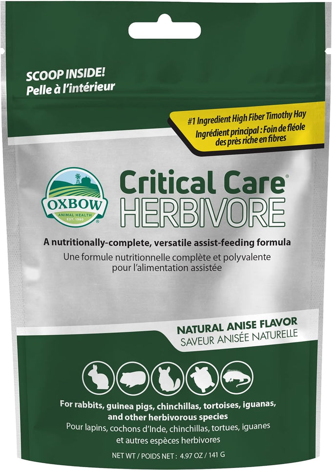 oxbow critical care herbivore emergency guinea pig food and rabbit food for recovery natural apple banana flavor 141 grams made in usa