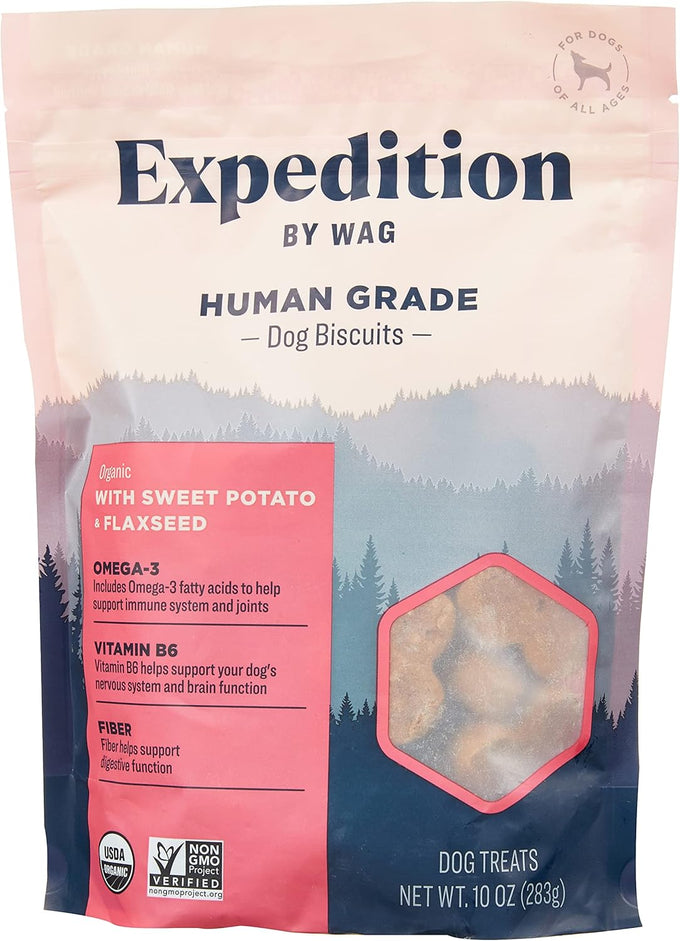 Amazon Brand Wag Expedition Human Grade Organic Pumpkin Chia Seed Dog Treats Non-GMO 10 oz Pack of 1